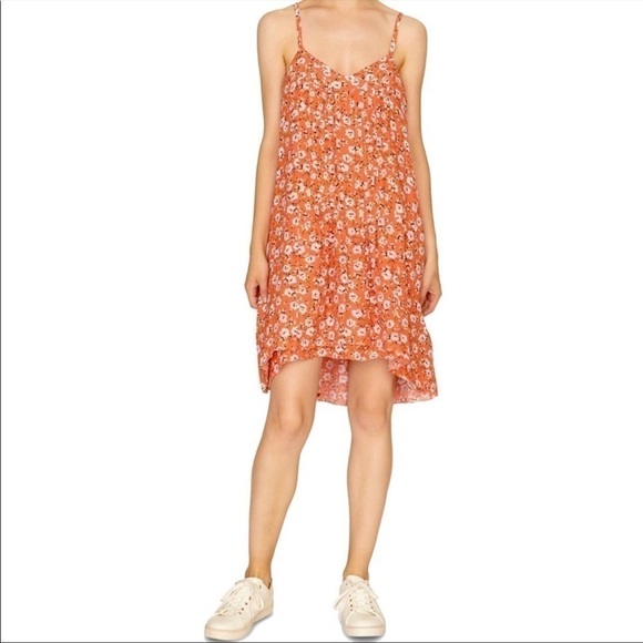 NEW Sanctuary Petite Spring Ahead Floral Mini Swing Dress Orange Red - Picture 1 of 3